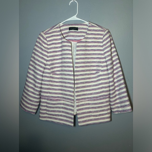 Talbots STRIPE TWEED JACKET size large - Picture 4 of 9